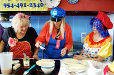 The pie production line at caterer Lenore Nolan-Ryan's cooking school