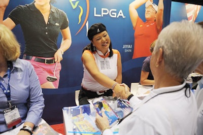 L.P.G.A. golfer Christina Kim greeted show attendees.