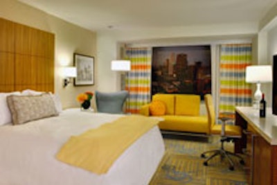 A guest room at the JW Marriott at L.A. Live
