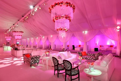 The party tent for the Valentine's Day premiere party