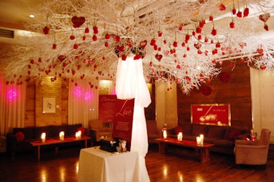 Roses hanging from an installation called the Toronto Tree of Love