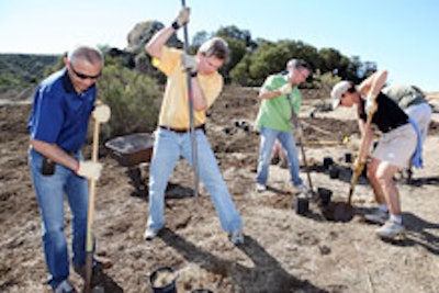 The Grand Del Mar resort's native plant restoration teambuilding activity