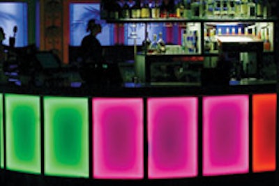 A bar lit by adhesive LED lighting