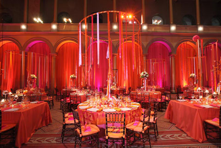 Indian Inspired Colors And Dangling Ribbons Dominate Decor At