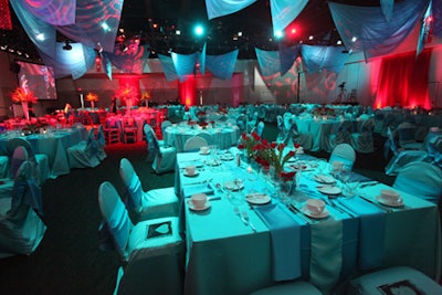 The dinner tables in the main ballroom