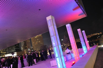 The museum terrace overlooking the downtown skyline