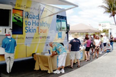 South Florida residents lining up outside the RV for their free screening