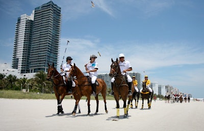 The horse parade before the first men's match on Friday