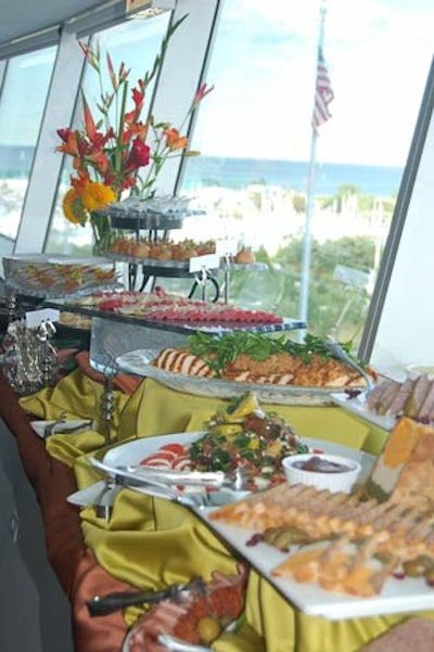 Window display of buffet dining offerings in the Skyline Suite