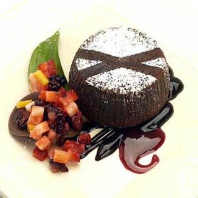 Hot Chocolate Molten Cake with Berry Compote