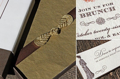 Boxed Invitation with golden cord clasp