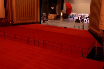 Three-level stage deck built over theater seats