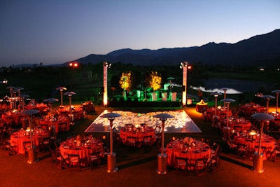 The sun setting over a desert wedding