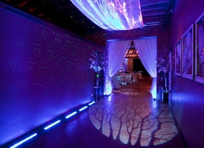 Loft of Lake theatrical entrance for corporate winter event