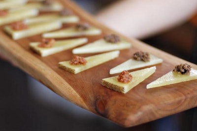 Manchego Slices with Olive Tapenade and Sun-dried Tomato Pesto