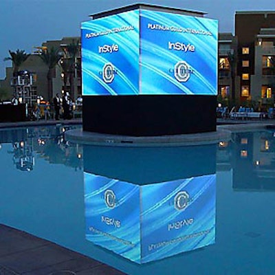 Video front-projected onto a scenic cube.