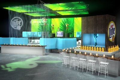 Miami Super Bowl Design at the American Airlines arena with the Fresh Wata peekaboo bar
