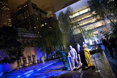 The Sculpture Garden lit dramatically for nighttime