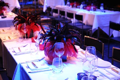 Custom feather centerpieces for IBM 100th Anniversary gala