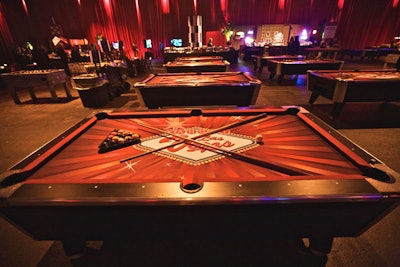 Sports Bar themed event with custom felted pool tables