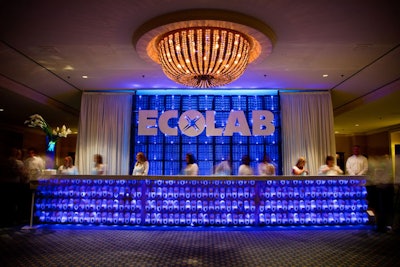 Chicago, Fairmont Chicago: Registration bar branded with Ecolab soap dispensers
