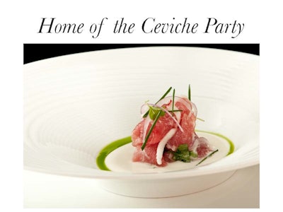 Tuna Ceviche with red onion, coconut, and herbs