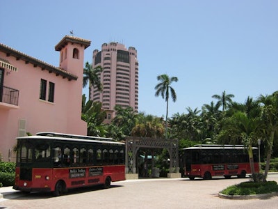 Trolleys pick up a corporate group at Boca Raton Resort