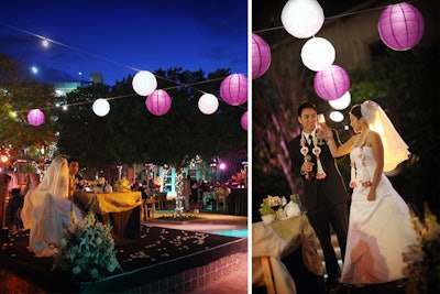Evening Wedding Hosted on Global Cuisines Outdoor Courtyard at the lot