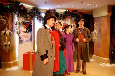 The Original Dickens Carolers performing at Disney’s Fifth Avenue Store