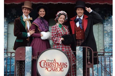The Original Dickens Carolers performing on Disney’s Train Tour