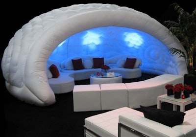 Illuminated Luna tent with Metro furniture