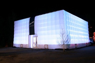 40- by 40-foot illuminated cube tent