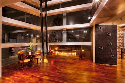 Glass Atrium Lounge with 8’ fireplace