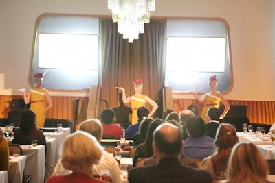 Flight attendants opened the screening portion of the event with a show that mimicked the pre-flight safety demonstrations usually done aboard commercial aircrafts.