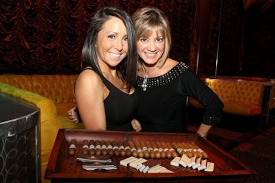 Cigar girl interacting with guest.