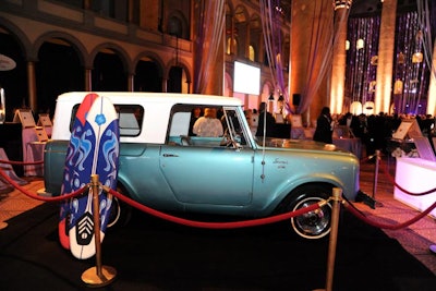 A 1967 International Scout, one of the first SUVs ever, was parked in the reception area and up for bids during the live auction.