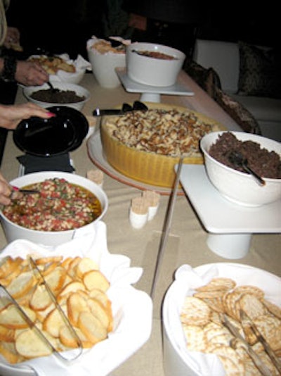 Sarah Sharpe Catering provided a cheese and cracker station with Italian white bean salad and tapenade.