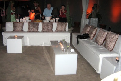 White couches provided lounge-like seating inside the tent.