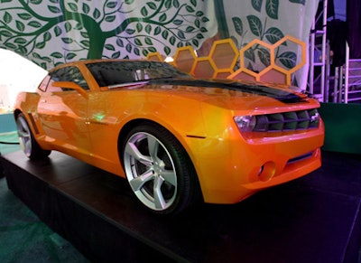 A car featured in Transformers decorated the stage.