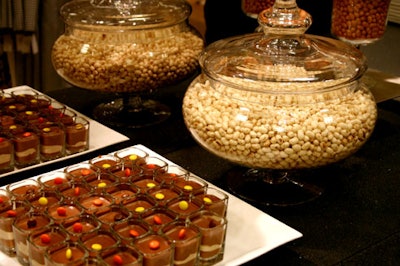 The dessert buffet included chocolate mousse parfait cups and a variety of jelly beans.