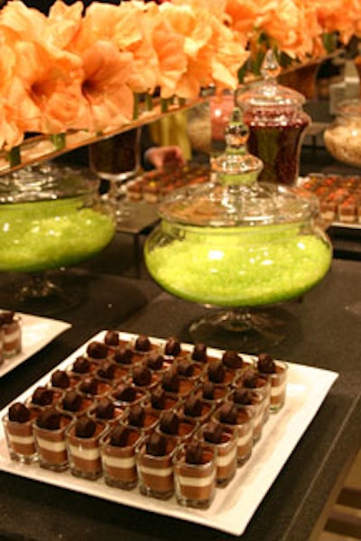 A selection of bite-size desserts was available for guests to enjoy.