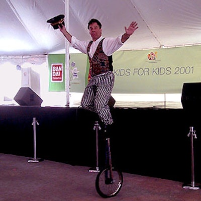 A unicyclist from Great Neck Games & Productions entertained the crowds at the Elizabeth Glaser Pediatric AIDS Foundation Kids for Kids Day in Central Park.