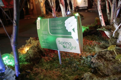 Recycled-glass mulch lined the base of the energy-efficient lighting display.