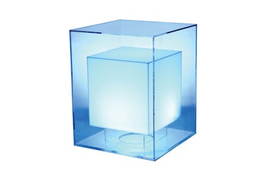 This plexiglass cube surrounding a glowing box (which can shine in a variety of colors) is available throughout the U.S. from Room Service.