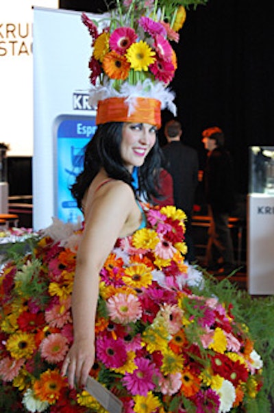 The Dutch consulate contributed this dress made of gerbera daisies.