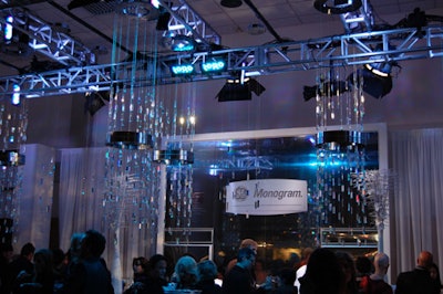 House & Home's V.I.P. party included dangling chandeliers with small reflective crystals.