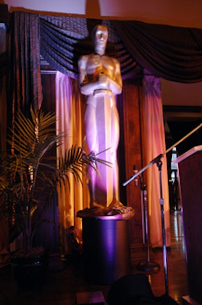 Two oversize Oscar statues, courtesy of Designs by Karen Baker, dressed the stage in the Palais Royale's ballroom.