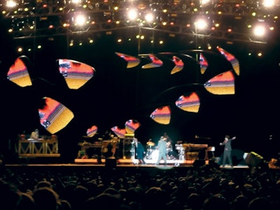 For the Beastie Boys' 2007 world tour, Los Angeles- and Lancaster, Pennsylvania-based production company Artfag created a Calder-inspired mobile with LED panels that displayed constantly changing images, including live camera feeds.
