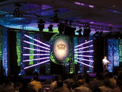 Tampa-based Bay Stage Lighting used catalyst-controlled Versa tubes to light the stage at a Crown Imports event in Tucson, held to announce and promote the company's new name and logo.