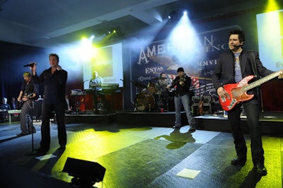 Rascal Flatts performed in front of a giant version of the line's logo, which was printed on a 16- by 30-foot piece of fabric.